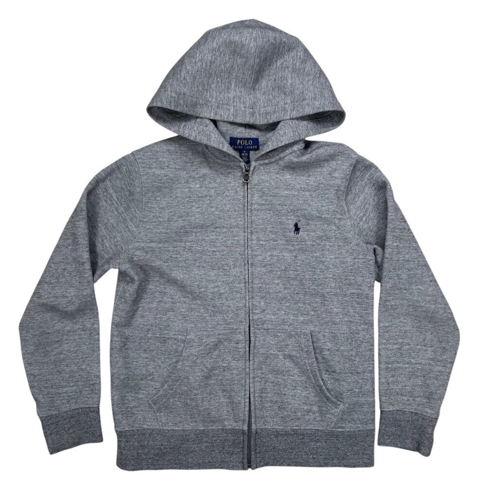 Polo Ralph Lauren Youth Medium (10-12) Hoodie Sweatshirt Gray Logo Preppy
